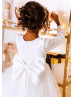 White Satin Tulle Minimalist Flower Girl Dress White Satin Tulle Minimalist Flower Girl Dress
